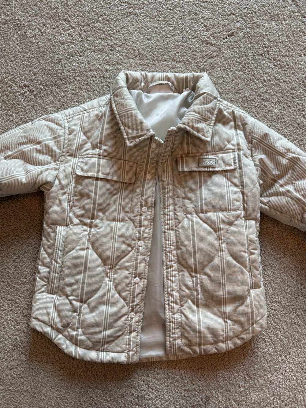 Kith Beige Quilted Stripe Puffer Jacket